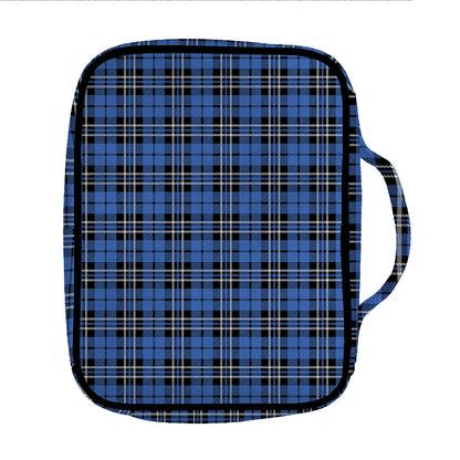 Black And Blue Tartan Pattern Print Front Pocket Bible Bag