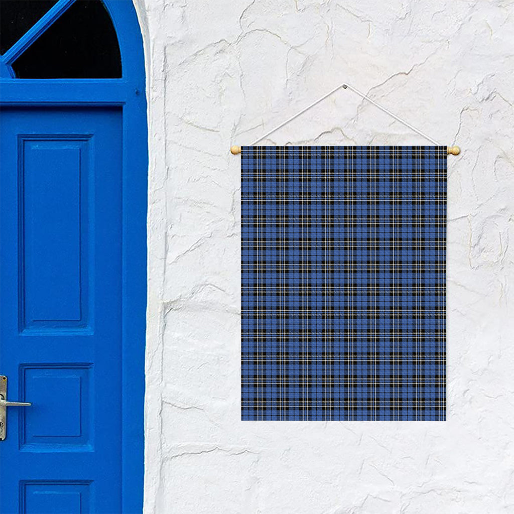Black And Blue Tartan Pattern Print Garden Flag