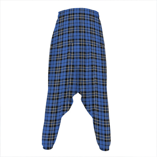 Black And Blue Tartan Pattern Print Hammer Pants