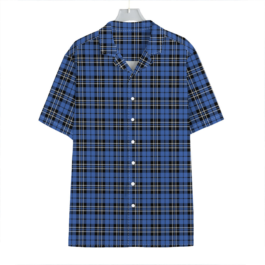 Black And Blue Tartan Pattern Print Hawaiian Shirt