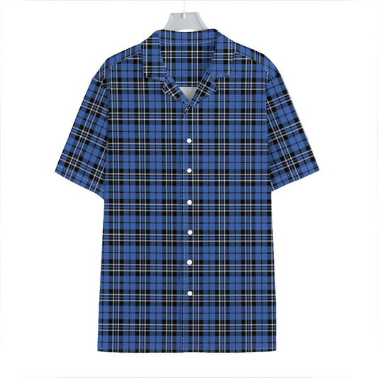 Black And Blue Tartan Pattern Print Hawaiian Shirt