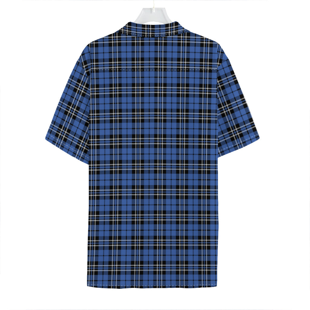 Black And Blue Tartan Pattern Print Hawaiian Shirt