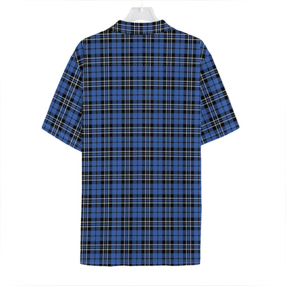 Black And Blue Tartan Pattern Print Hawaiian Shirt