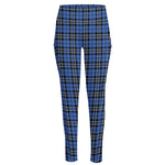 Black And Blue Tartan Pattern Print High-Waisted Pocket Leggings