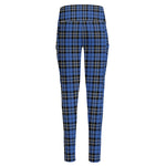 Black And Blue Tartan Pattern Print High-Waisted Pocket Leggings