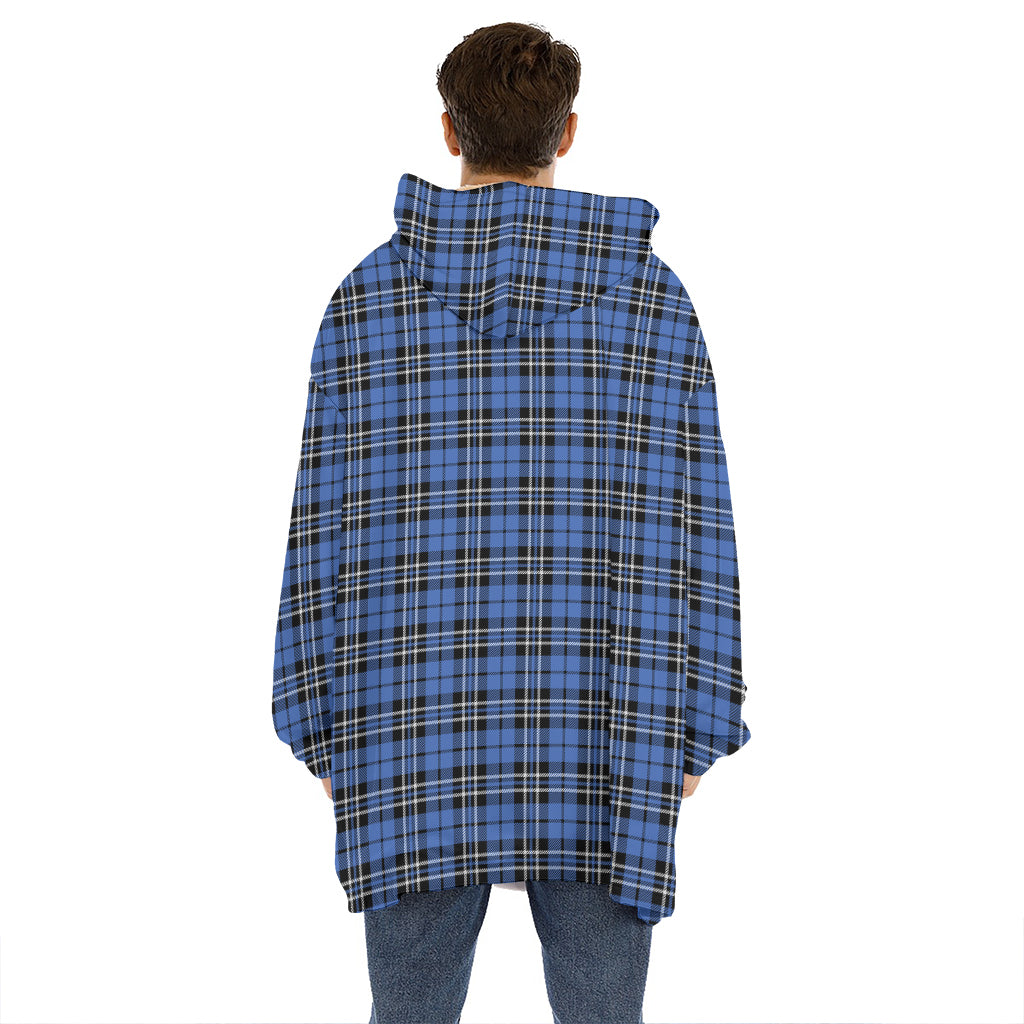 Black And Blue Tartan Pattern Print Hoodie Blanket