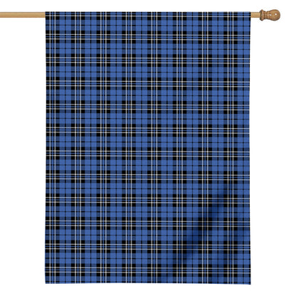 Black And Blue Tartan Pattern Print House Flag