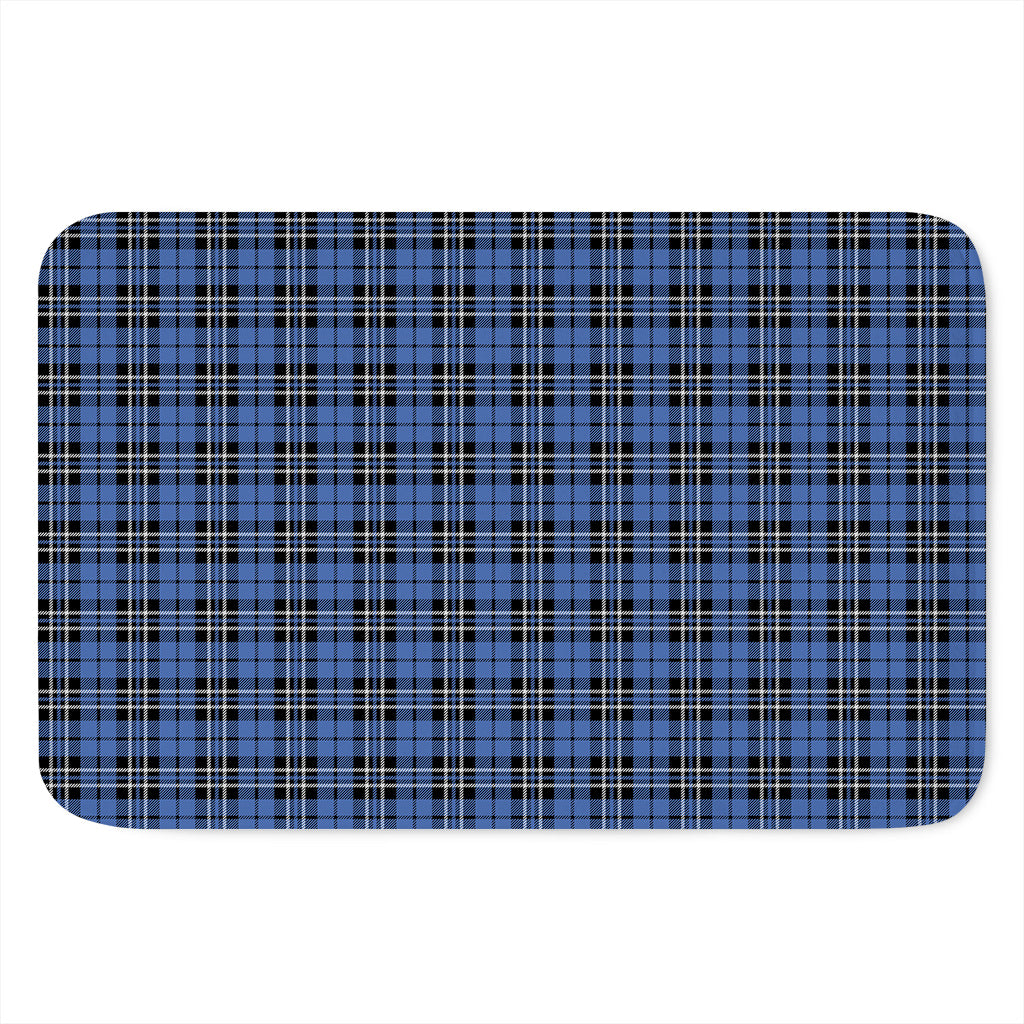 Black And Blue Tartan Pattern Print Indoor Door Mat