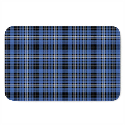 Black And Blue Tartan Pattern Print Indoor Door Mat