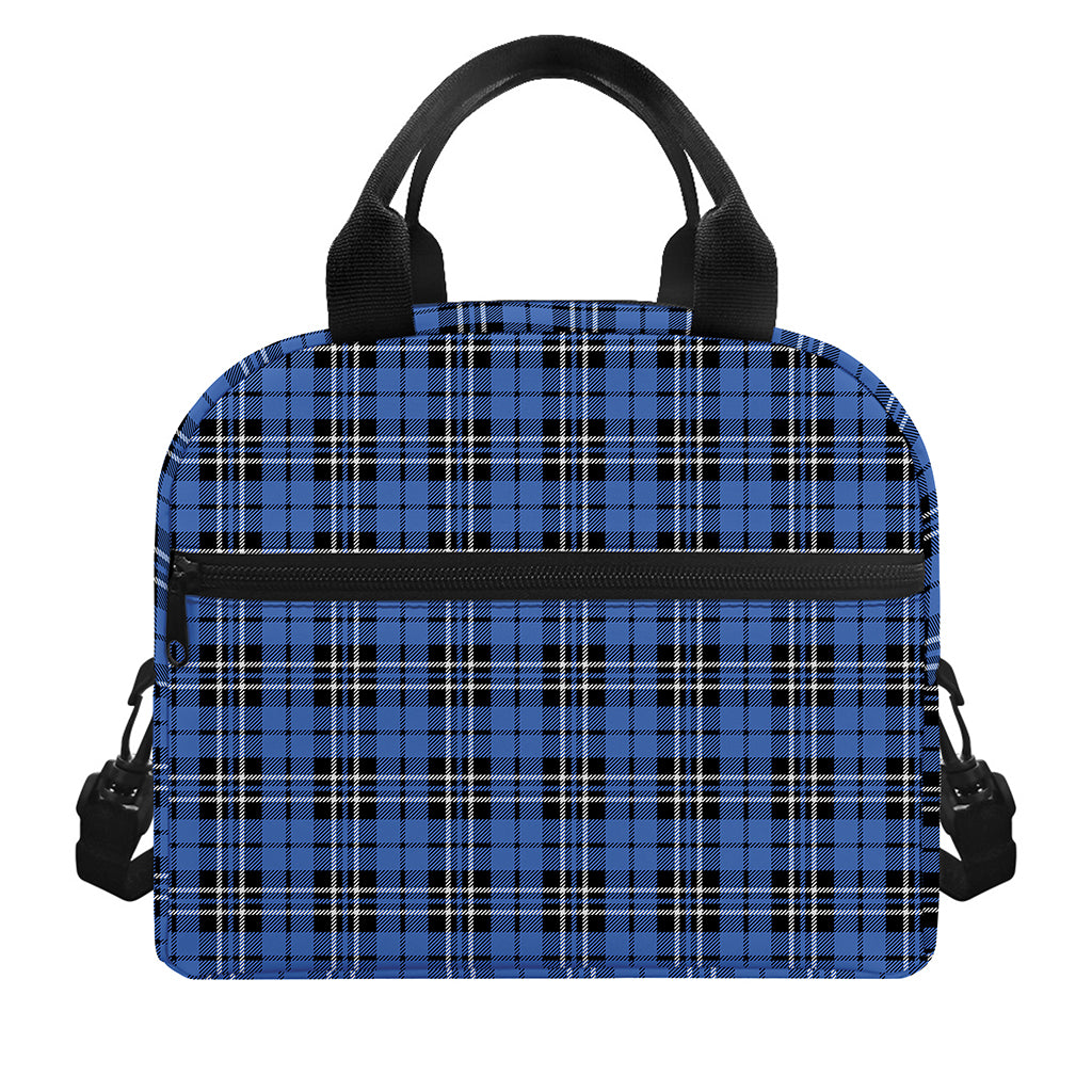 Black And Blue Tartan Pattern Print Insulated Lunch Bag