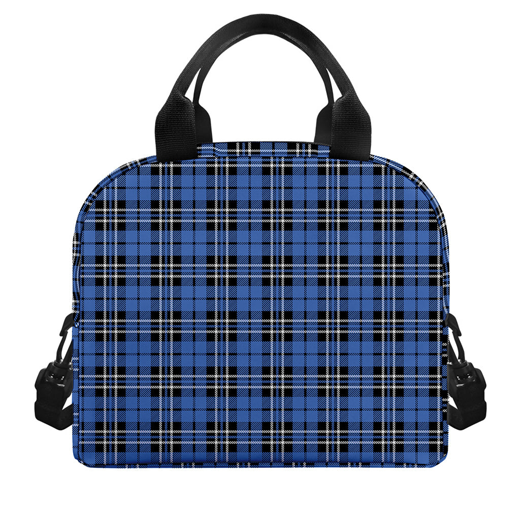 Black And Blue Tartan Pattern Print Insulated Lunch Bag