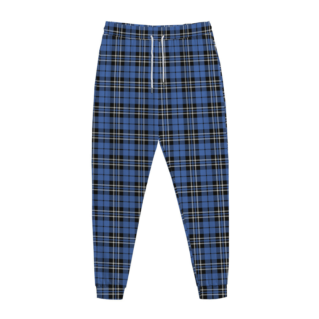 Black And Blue Tartan Pattern Print Jogger Pants