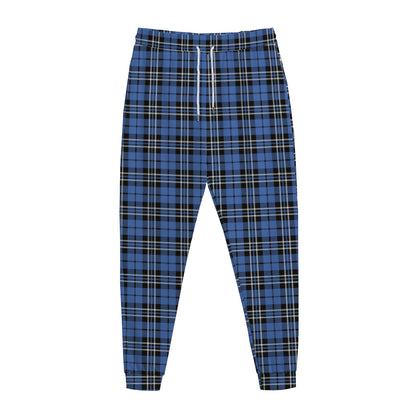 Black And Blue Tartan Pattern Print Jogger Pants