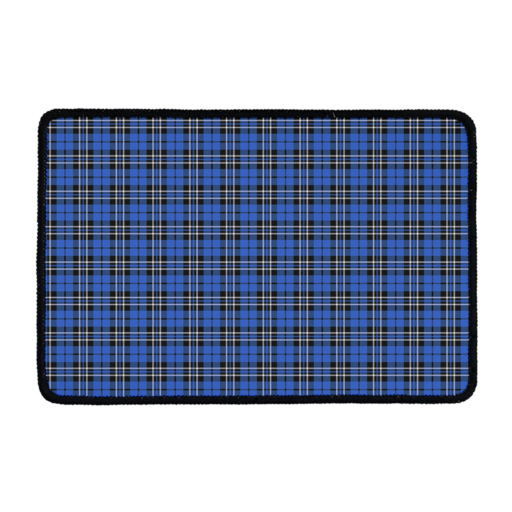 Black And Blue Tartan Pattern Print Kitchen Mat