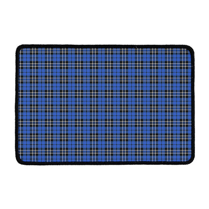 Black And Blue Tartan Pattern Print Kitchen Mat