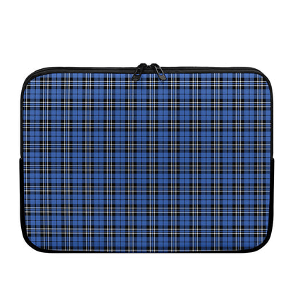 Black And Blue Tartan Pattern Print Laptop Sleeve