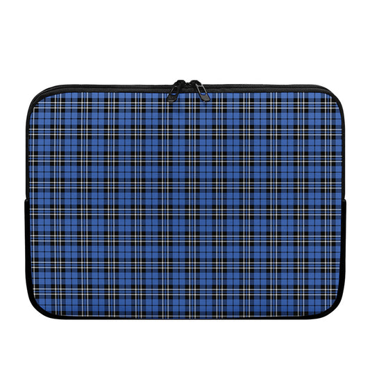 Black And Blue Tartan Pattern Print Laptop Sleeve