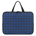 Black And Blue Tartan Pattern Print Laptop Sleeve With Handle