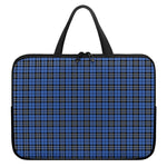 Black And Blue Tartan Pattern Print Laptop Sleeve With Handle