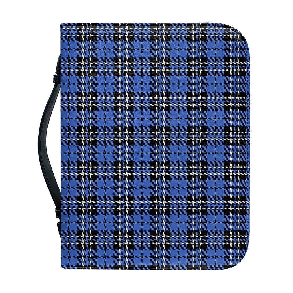 Black And Blue Tartan Pattern Print Leather Bible Cover