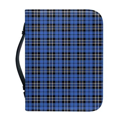 Black And Blue Tartan Pattern Print Leather Bible Cover