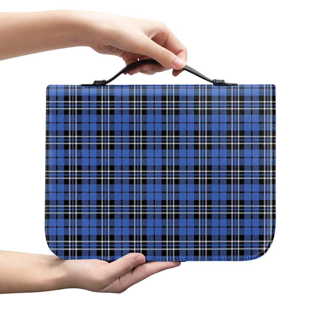 Black And Blue Tartan Pattern Print Leather Bible Cover