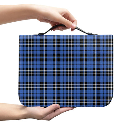 Black And Blue Tartan Pattern Print Leather Bible Cover