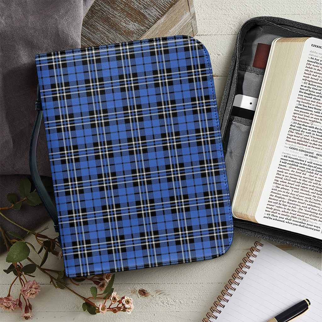 Black And Blue Tartan Pattern Print Leather Bible Cover