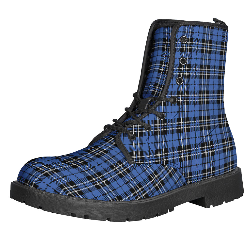 Black And Blue Tartan Pattern Print Backpack