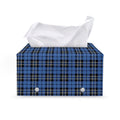 Black And Blue Tartan Pattern Print Leather Tissue Box Cover