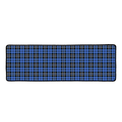 Black And Blue Tartan Pattern Print Long Kitchen Mat