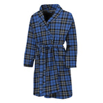 Black And Blue Tartan Pattern Print Men's Bathrobe