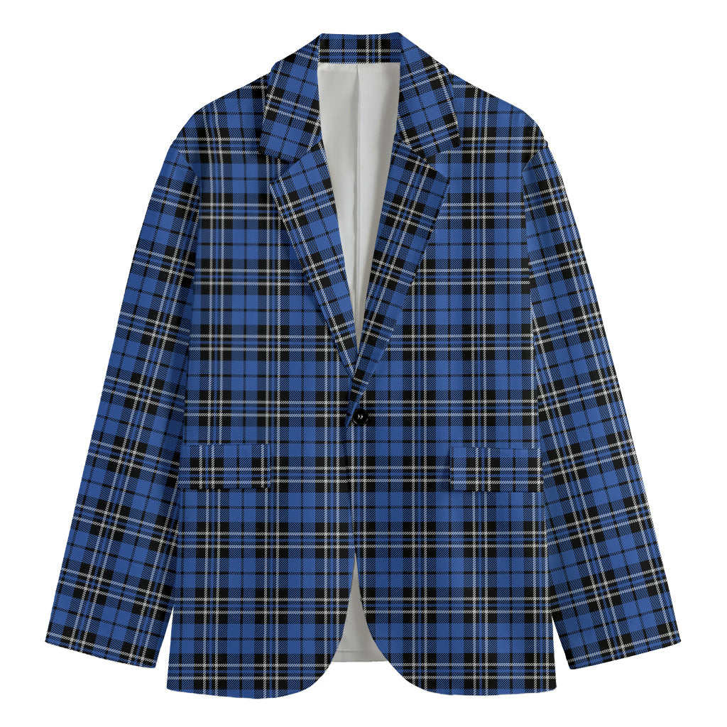 Black And Blue Tartan Pattern Print Men's Blazer