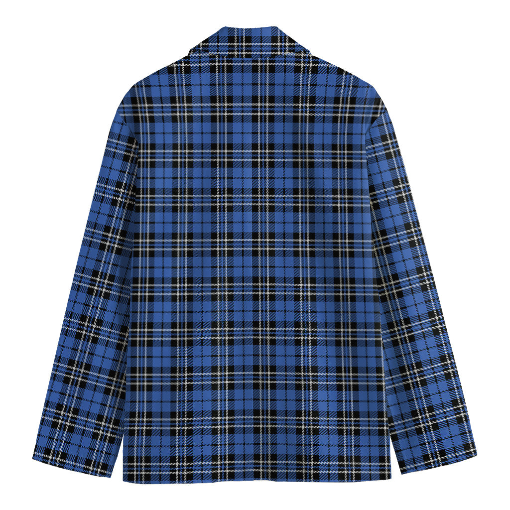 Black And Blue Tartan Pattern Print Men's Blazer