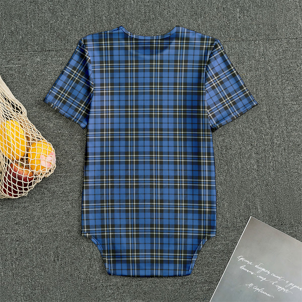 Black And Blue Tartan Pattern Print Men's Bodysuit