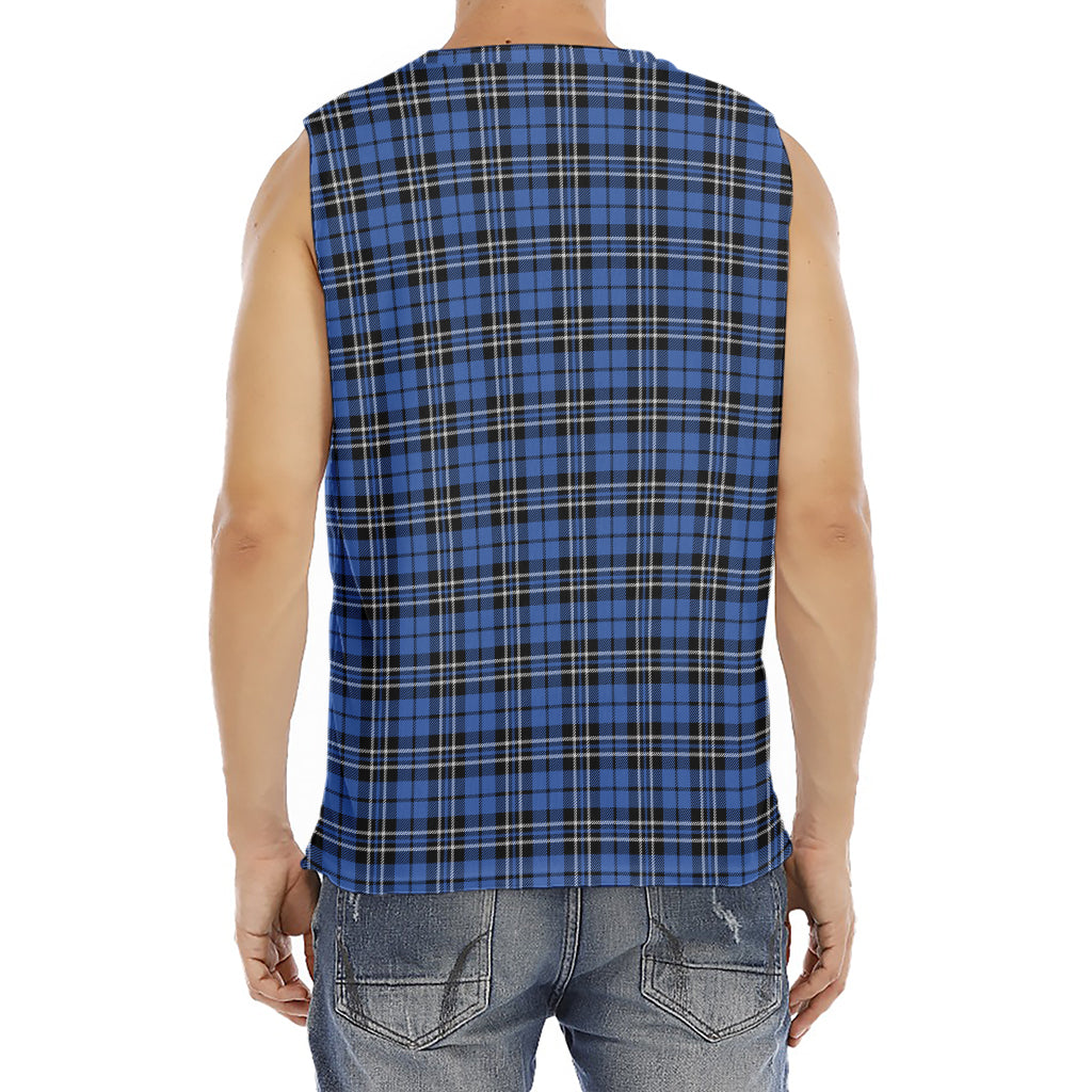 Black And Blue Tartan Pattern Print Men's Fitness Tank Top