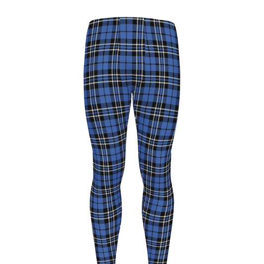 Black And Blue Tartan Pattern Print Men's leggings
