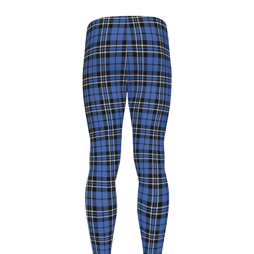 Black And Blue Tartan Pattern Print Men's leggings