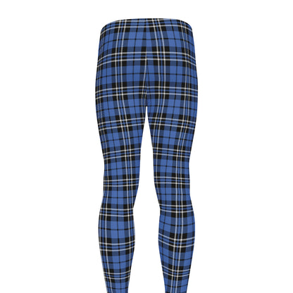 Black And Blue Tartan Pattern Print Men's leggings