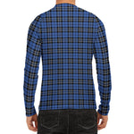 Black And Blue Tartan Pattern Print Men's Long Sleeve Rash Guard