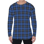Black And Blue Tartan Pattern Print Men's Long Sleeve T-Shirt