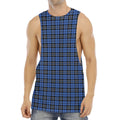 Black And Blue Tartan Pattern Print Men's Muscle Tank Top