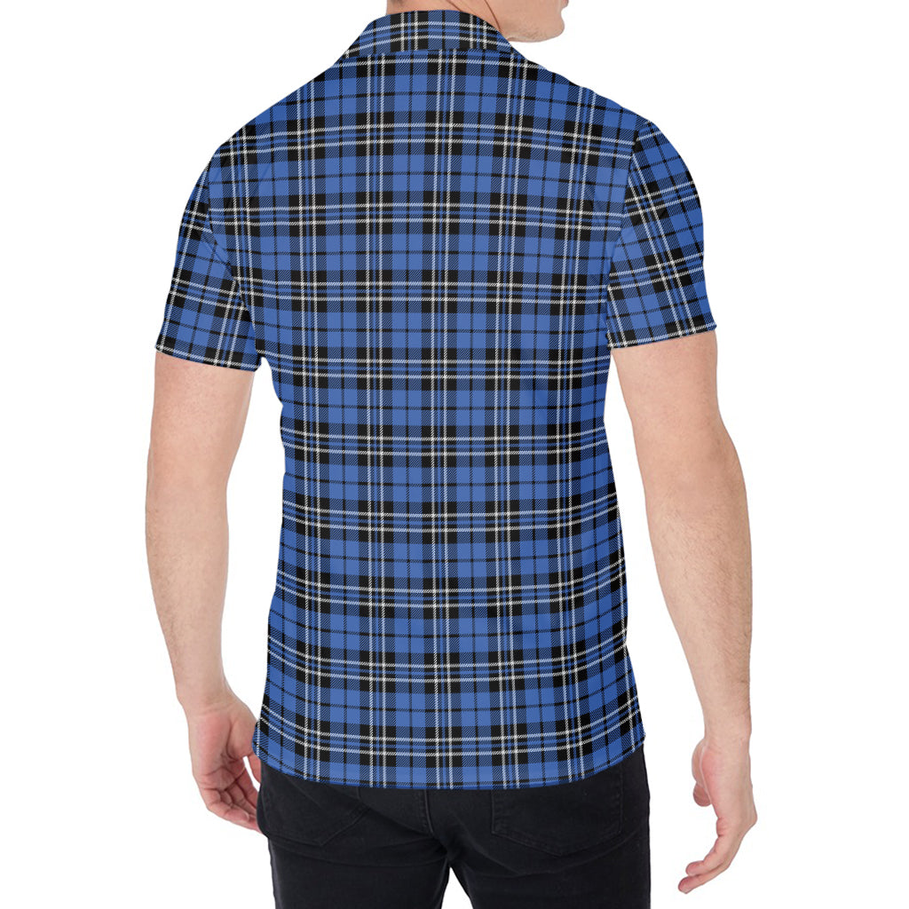 Black And Blue Tartan Pattern Print Men's Shirt