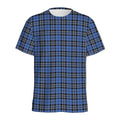 Black And Blue Tartan Pattern Print Men's Athletic T-Shirt