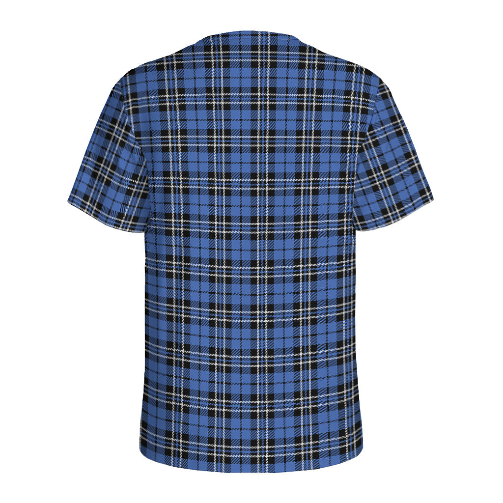 Black And Blue Tartan Pattern Print Men's Sports T-Shirt