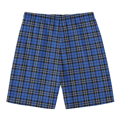 Black And Blue Tartan Pattern Print Men's Swim Trunks