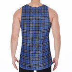 Black And Blue Tartan Pattern Print Men's Velvet Tank Top