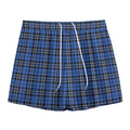 Black And Blue Tartan Pattern Print Mesh Shorts