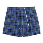 Black And Blue Tartan Pattern Print Mesh Shorts