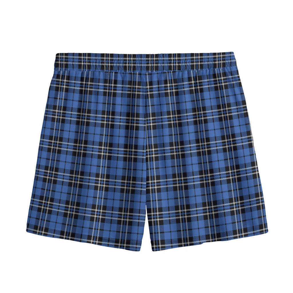 Black And Blue Tartan Pattern Print Mesh Shorts
